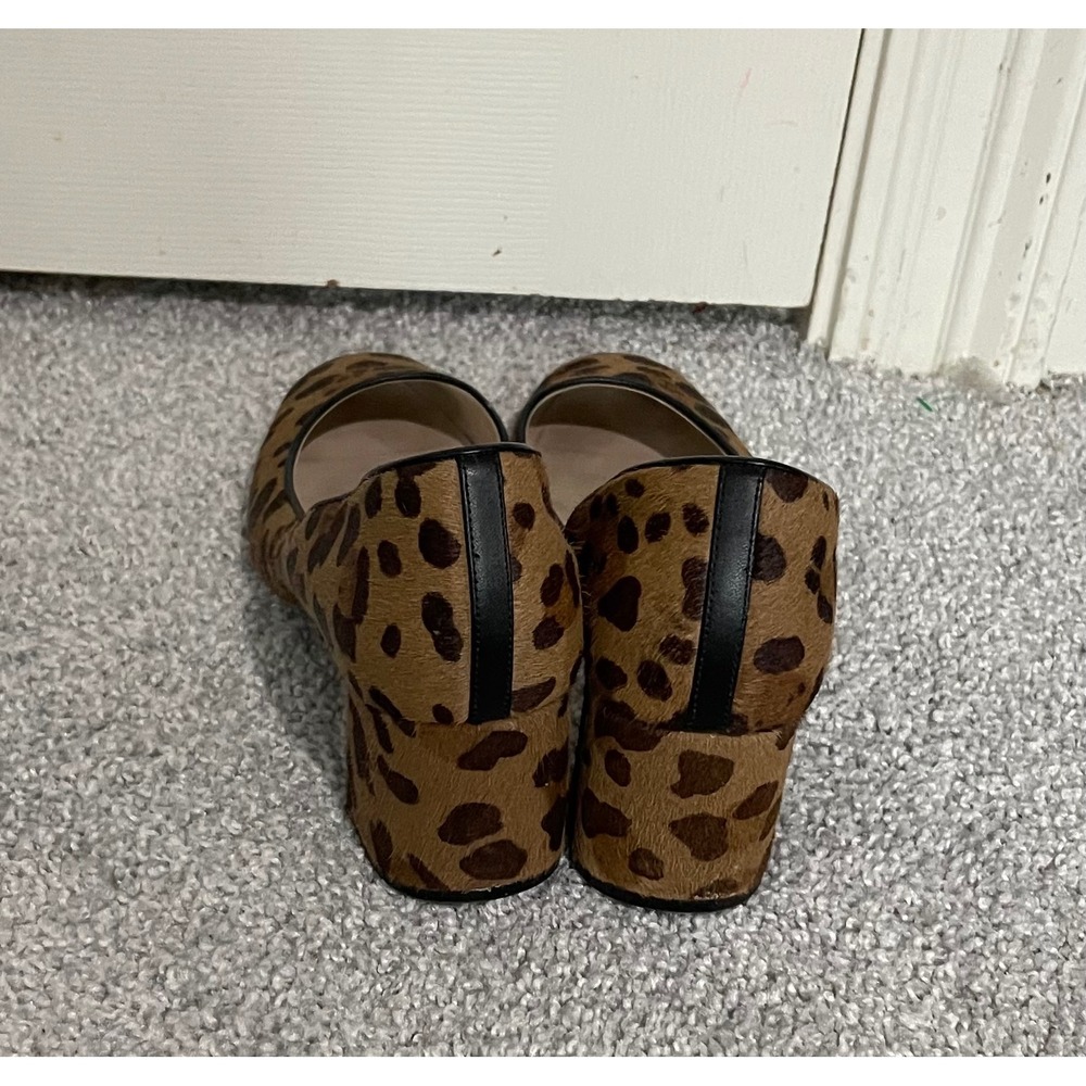 Cole Haan 10.5 Leopard Print Calf Hair D'Orsay Block Heel Round Toe Pumps Brown - Picture 3 of 8